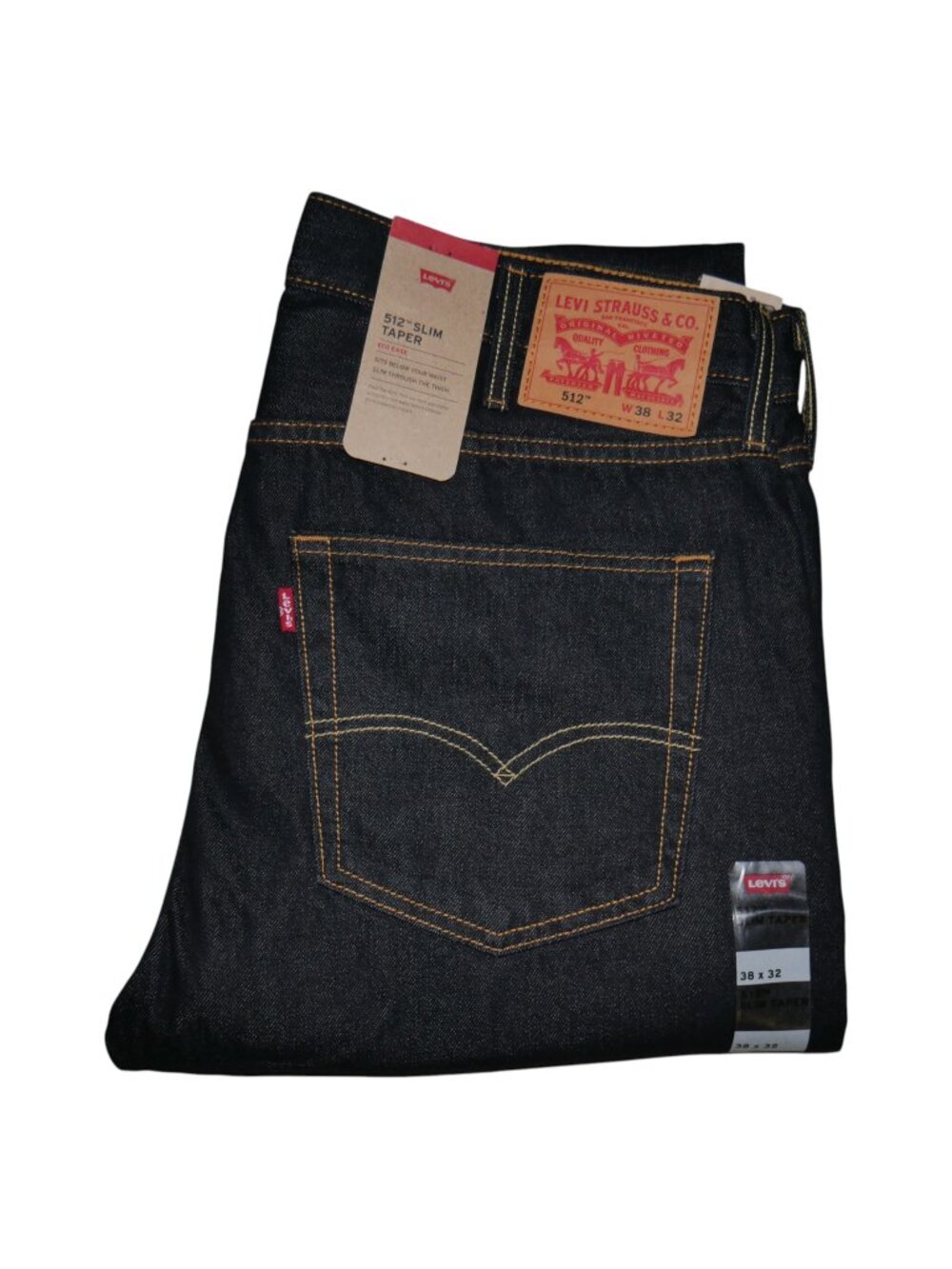 Levis 512 Men's Size 38x32 Super Dark Rinse Jeans Denim Slim Taper Fit NWT